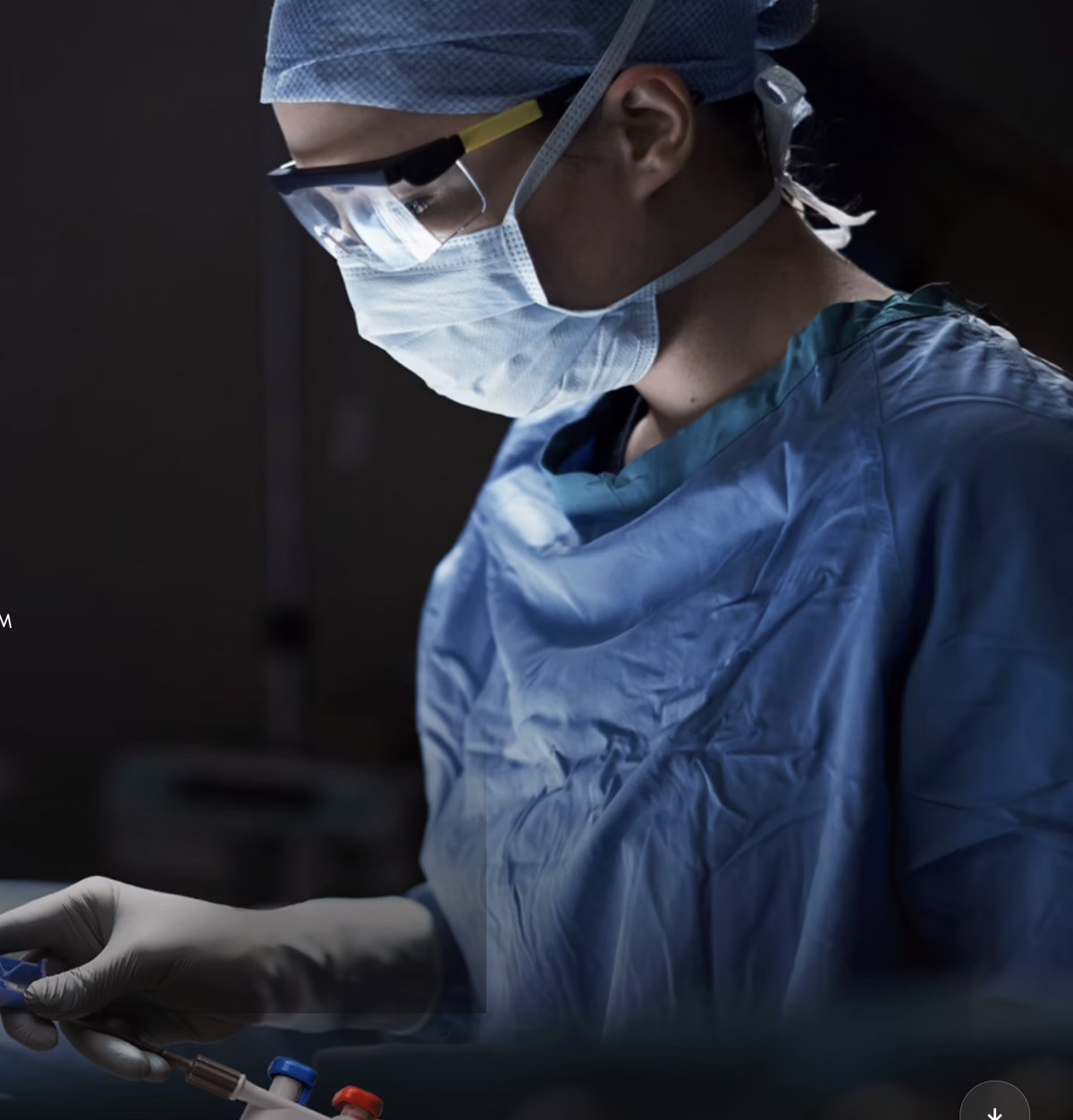 Surgeon operating with minimally invasive instruments